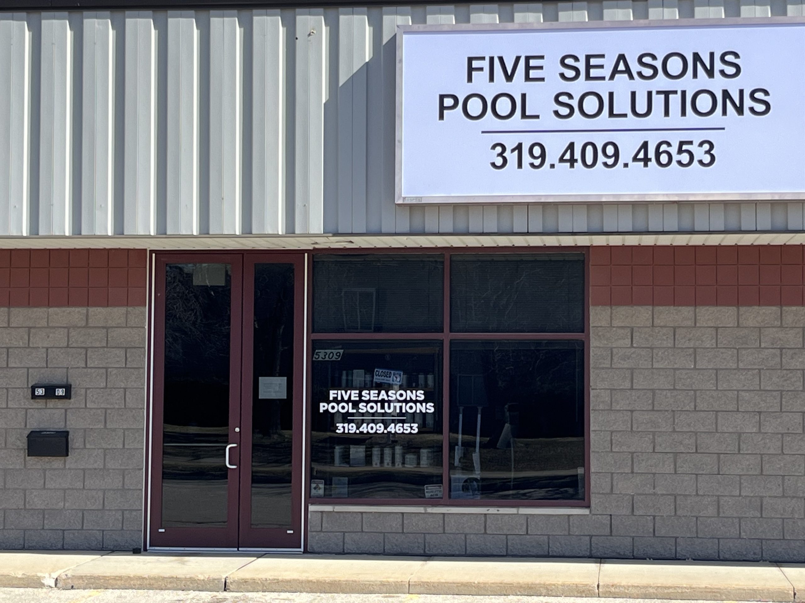 Five Seasons Pool Solutions storefront and entrance